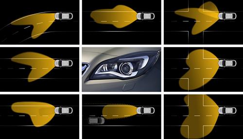 Safety on board: The AFL+ system in the Opel Insignia ensures variable light distribution according to driving situation, road and weather conditions.